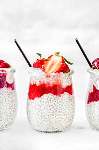 Chia pudding with strawberry puree