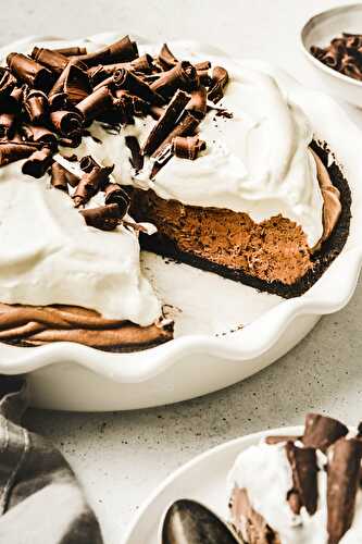 Chocolate mousse pie with whipped cream