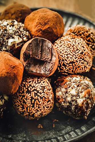 Homemade dark chocolate truffles