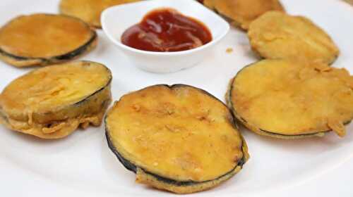 Brinjal Fritters - Baingan Bhajiya Recipe - Tasted Recipes