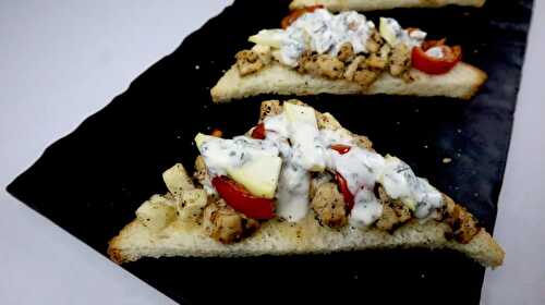 Chicken Greek Open Toast - Tasted Recipes