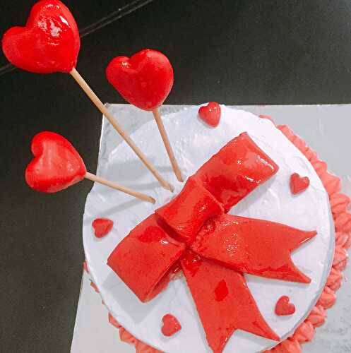 Choco Vanilla Gift Cake - Valentine Gift Cake - Tasted Recipes