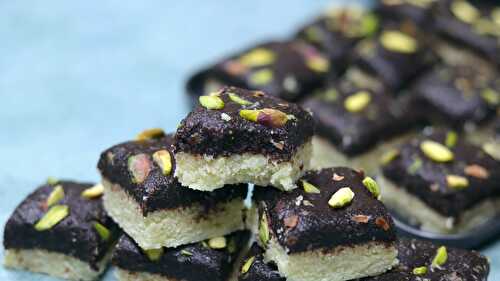 Double Layer Chocolate Mawa Barfi - Tasted Recipes