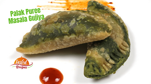Palak Puree Masala Gujiya Recipe - Tasted Recipes