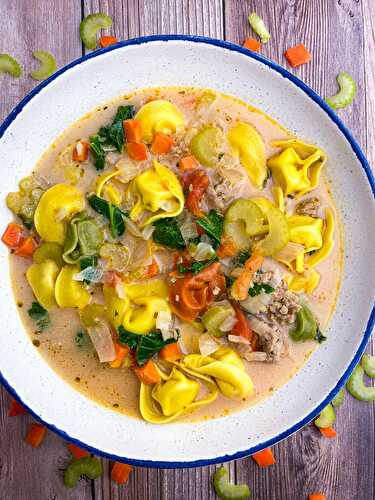 Rustic Italian Tortellini Soup With Sausage and Kale