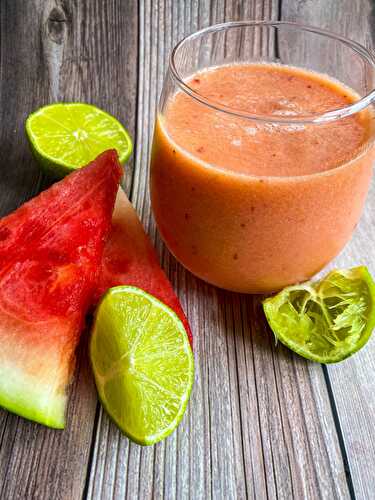 4-Ingredient Watermelon Peach Smoothie - Tastefully Grace