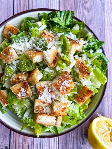 Best Caesar Salad Ever (with Homemade Garlic Olive Oil Croutons) - Tastefully Grace