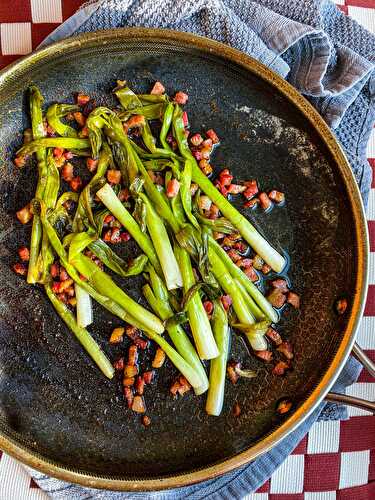 Braised Green Onions With Caramelized Pancetta - Tastefully Grace