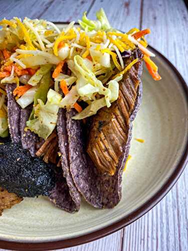Burnt End "Carnitas" Tacos With Mustard Slaw - Tastefully Grace