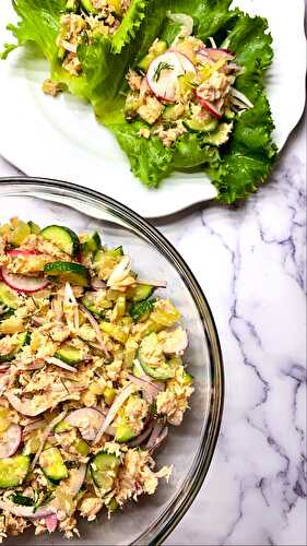 Chilled Poached Salmon Salad Lettuce Wraps - Tastefully Grace