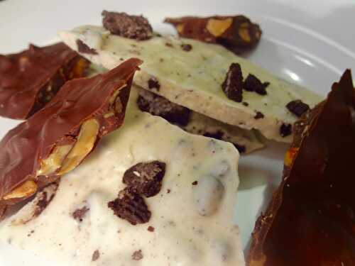 Chocolate Bark Two Ways: Dark Chocolate Almond Sea Salt & White Chocolate Oreo - Tastefully Grace