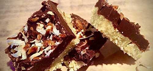 Chocolate Coconut Shortbread Layer Bar - Tastefully Grace