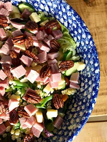 Fall Southern Salad with Smoky Ham, Cornbread Croutons, Cheddar, and Glazed Pecans - Tastefully Grace