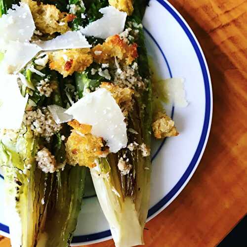 Grilled Caesar Salad with Mini Garlic Sourdough Croutons - Tastefully Grace