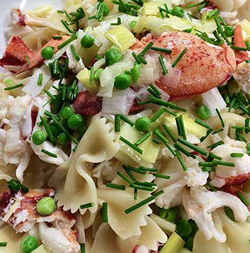 Lobster Pasta with Leeks, Peas, and Chive Brown Butter - Tastefully Grace