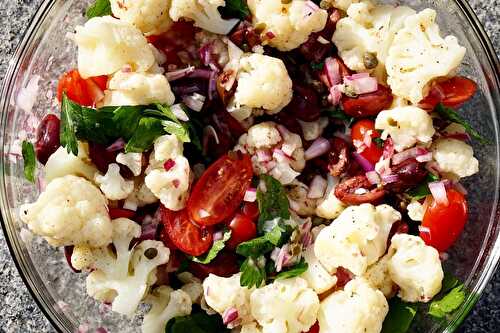 Mediterranean Cauliflower Salad - Tastefully Grace