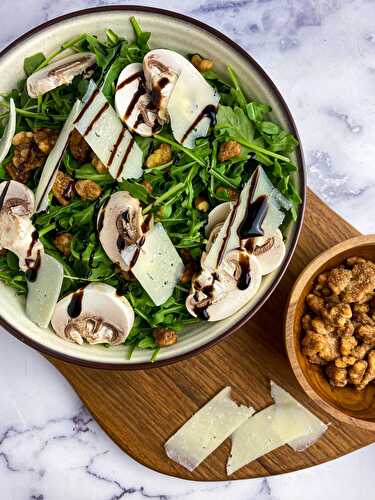 Mushroom, Pecorino & Candied Nut Salad - Tastefully Grace