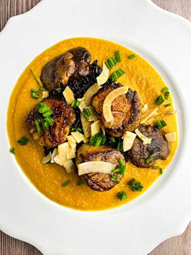 Scallops with Toasted Coconut Butternut Squash Cream - Tastefully Grace