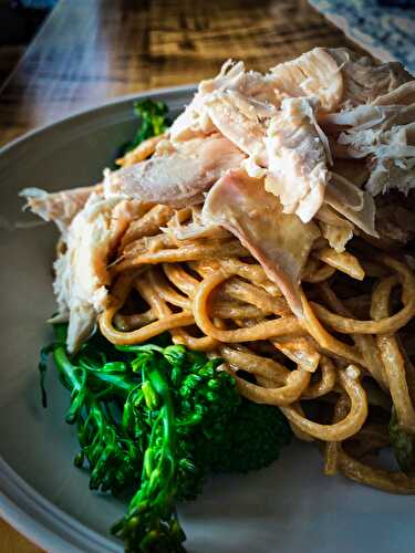 Sesame Peanut Noodles with Pulled Chicken - Tastefully Grace