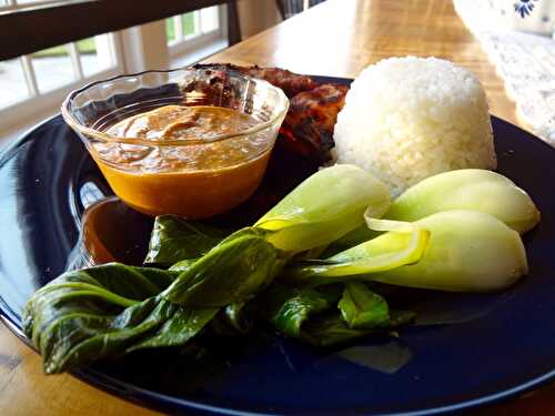 Thai-Style Pork Satay, Sautéed Bok Choy, and Peanut Sauce - Tastefully Grace