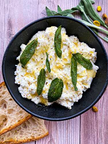 Whipped Ricotta With Brown Butter Fried Sage and Honey