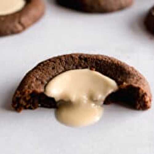 Chocolate Tahini Thumbprint Cookies