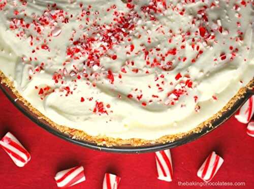Holiday White Chocolate Peppermint Cheescake Mousse Pie