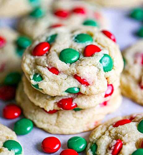 Soft & Chewy M&M Christmas Cookies