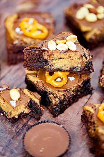 Chocolate Nutella & Peanut Butter Cup Brownies