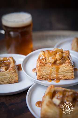 10 Minute Pale Ale Puff Pastry + Beer Caramel Apple Tartlets