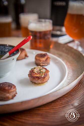 Prosciutto Wrapped Beer Brined Scallops with Chimichurri Butter