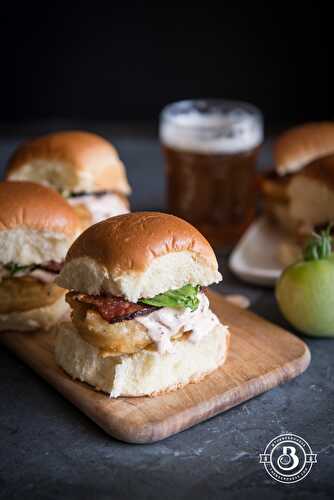 Beer Battered Fried Green Tomato BLT Sliders with Chipotle Crema