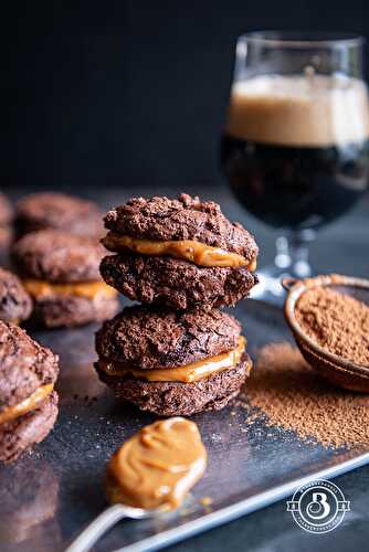 Chocolate Stout Cookies with Salted Dulce De Leche Filling