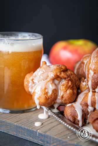 Beer Apple Fritters with Vanilla Maple Glaze