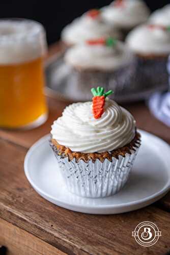 Pineapple Pilsner Carrot Cake Cupcakes with Coconut Ginger Cream Cheese Frosting