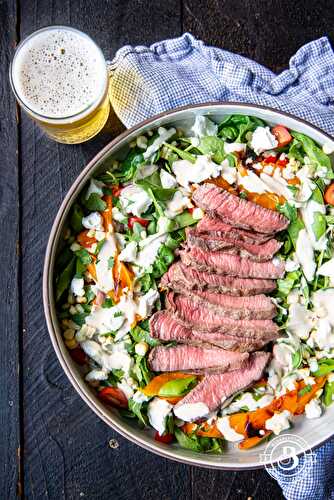 Grilled Stout Brined Sirloin and Corn Salad with Tahini Pale Ale Dressing