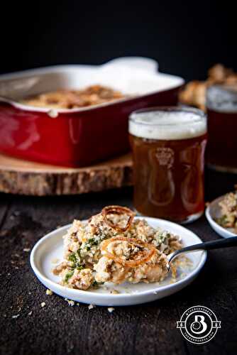 Wild Mushroom Gruyere Asparagus Beer Casserole With Fried Shallots
