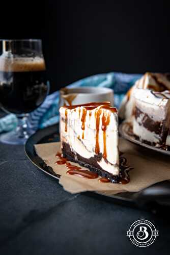 Chocolate Stout Salted Caramel and Peanut Butter Cup Ice Cream Pie