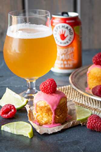 Mini Lime Olive Oil Beer Cakes with Hibiscus Icing