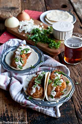 Beer Battered Shrimp Tacos with Chipotle Lime Crema - The Beeroness