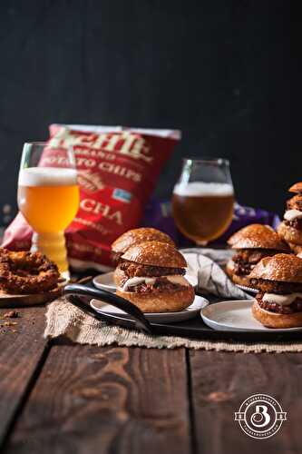 Beer Braised Short Rib Sliders with Kettle Chip Crusted Onion Rings - The Beeroness