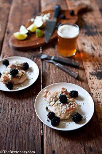 Beer Brined Pepper Lime Chicken with Gorgonzola and Blackberries  - The Beeroness