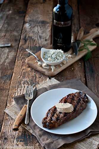 Beer Marinated Steak with Porter Gorgonzola Butter - The Beeroness