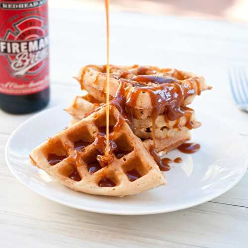 Beer Waffles with Amber Ale Caramel Sauce