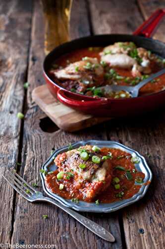 Chicken Thighs with Rosemary Tomato Beer Sauce - The Beeroness