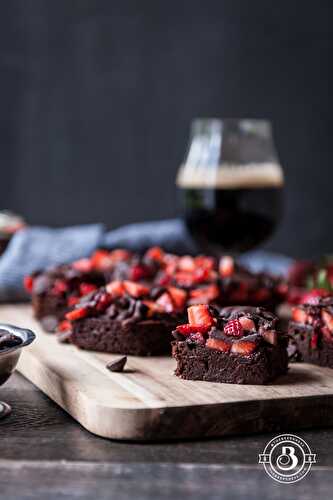 Chocolate Covered Strawberry Stout Brownies - The Beeroness