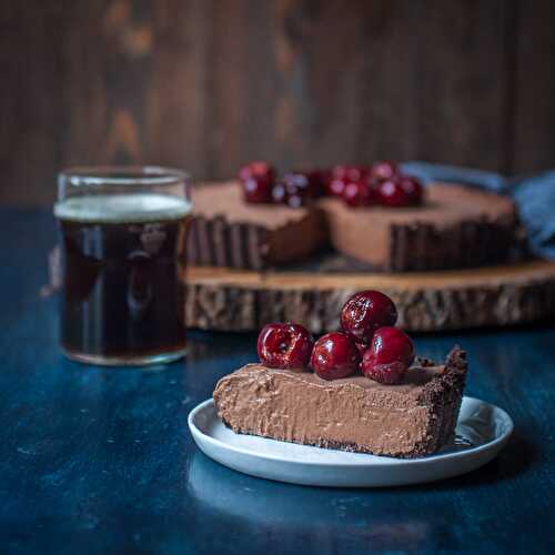 Chocolate Stout Mousse Tart with Bourbon Stout Cherries