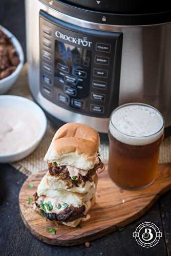 Crock-Pot Express Crock Multi-Cooker Carnitas Sliders with Chipotle Sour Cream - The Beeroness
