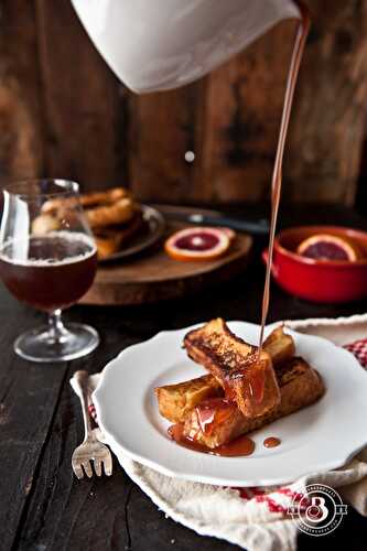 Drunk French Toast Sticks with Beer Blood Orange Syrup  - The Beeroness