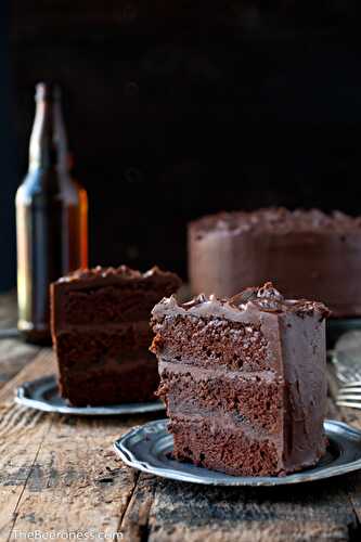 Epic Chocolate Stout Cake with Chocolate Bourbon Sour Cream Frosting - The Beeroness